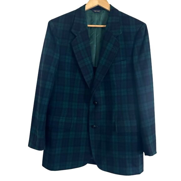 VTG Pendleton Single Breasted Virgin Wool Blazer Plaid Mens Size 42 Classic Work - Picture 1 of 12